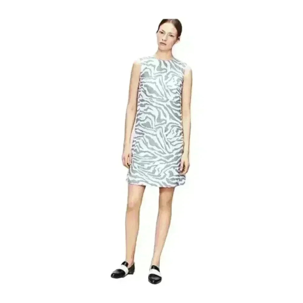 BOSS by Hugo Boss Zebra Print Shift Dress Gray/White Size 8